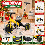 Triciclo Infantil 3 en 1  Barra Paseadora Ajustable + Pedales - El Regalo Perfecto para Navidad