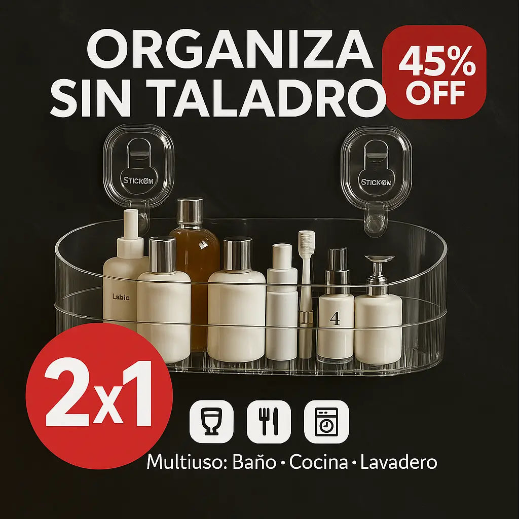 OrgaClick™ – 2x1 Se instala en segundos, organiza donde quieras Baño o Cosina