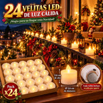 🎄 24 Velitas LED Navideñas | Sin Humo, Sin Cera y Sin Cables
