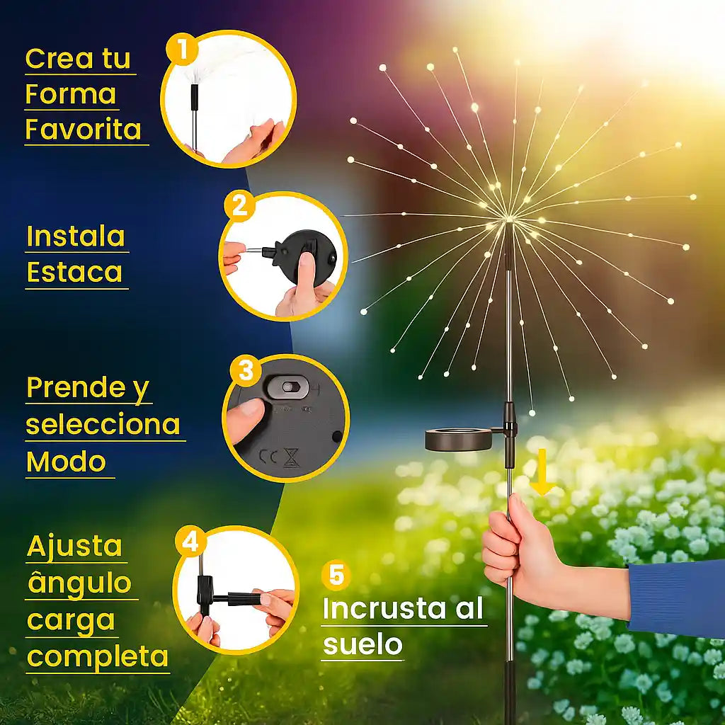 Luminara™Luces Solares tipo fuegos artificiales, Transforman tu Jardín ✨ ¡Y hoy paga 1 GRATIS la segunda.