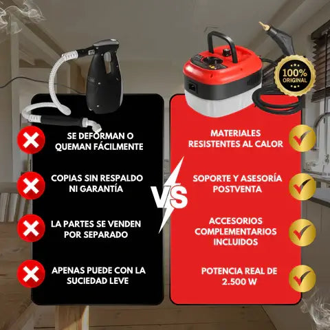 Limpieza a vapor profesional para tu carro, sin esfuerzo y sin químicos.