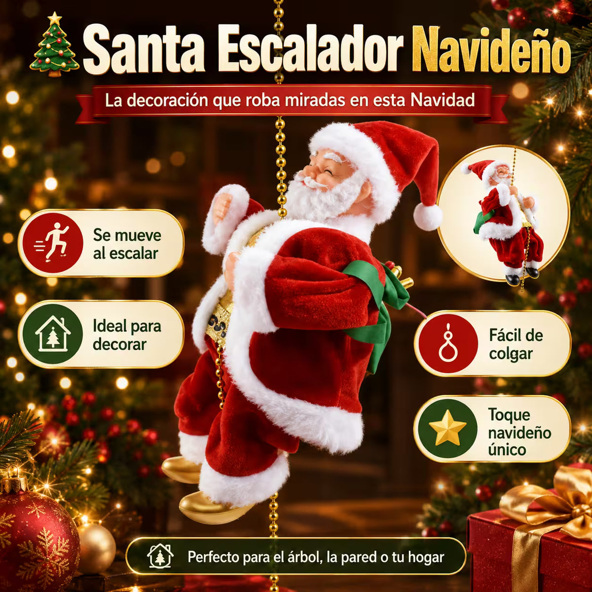 🎅 ¡Papá Noel Trepa, Se Mueve y canta!