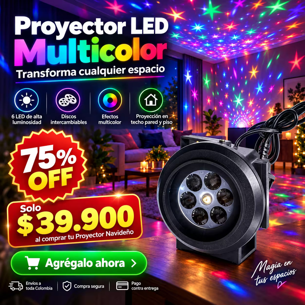 Proyector LED de Efectos — Decoración Navideña que Fascina