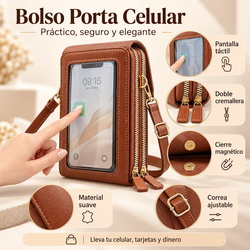 Bolso Bandolera de Piel para Móvil