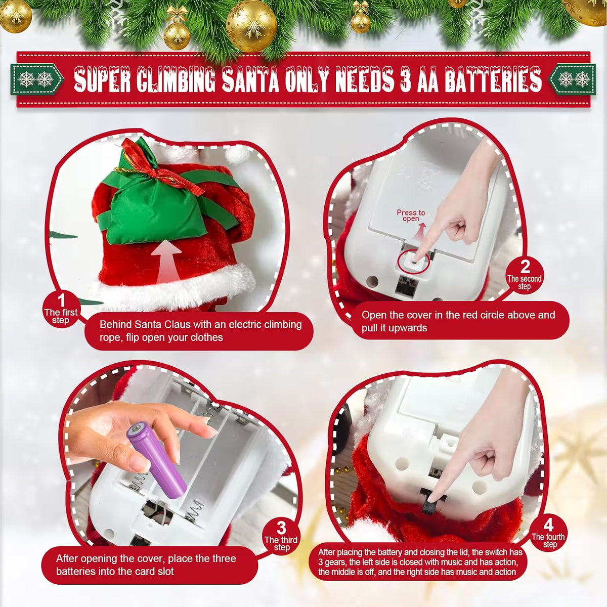 🎅 ¡Papá Noel Trepa, Se Mueve y canta!